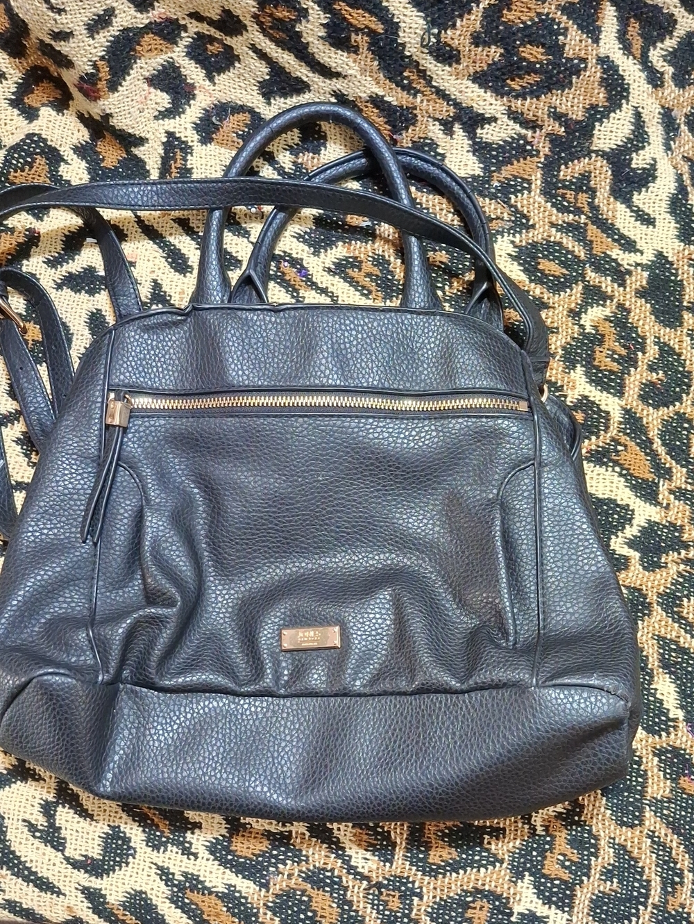 Jones New York Black Pebbled  Shoulder Bag with Gold Hardware